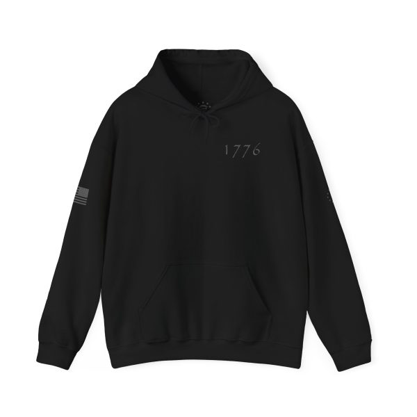 1776 with Flag Unisex Sweatshirt, Vintage Style Grey Lettering - Image 3