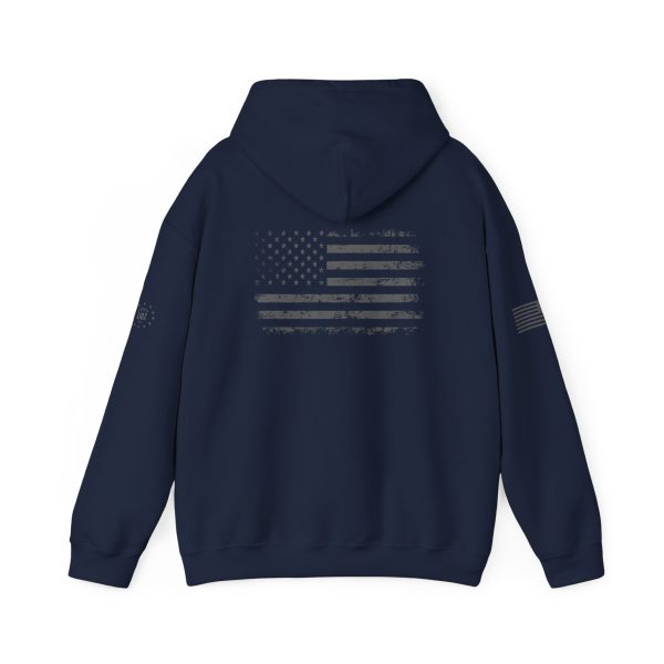 1776 with Flag Unisex Sweatshirt, Vintage Style Grey Lettering - Image 6