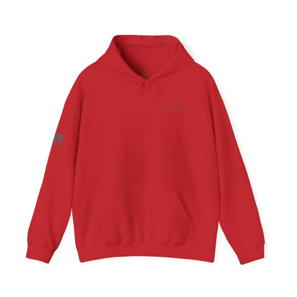 1776 with Flag Unisex Sweatshirt, Vintage Style Grey Lettering - Image 7